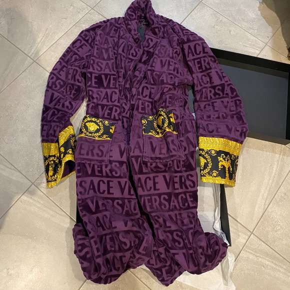 versace bathrobe purple